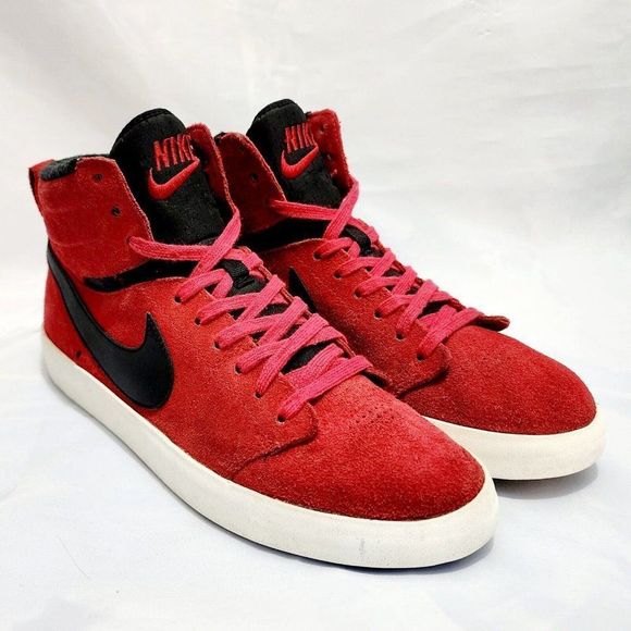 Nike Hally Hoop Retro Sneakers Red Suede , Black 535656-600 Women's Size 9 - Picture 1 of 9